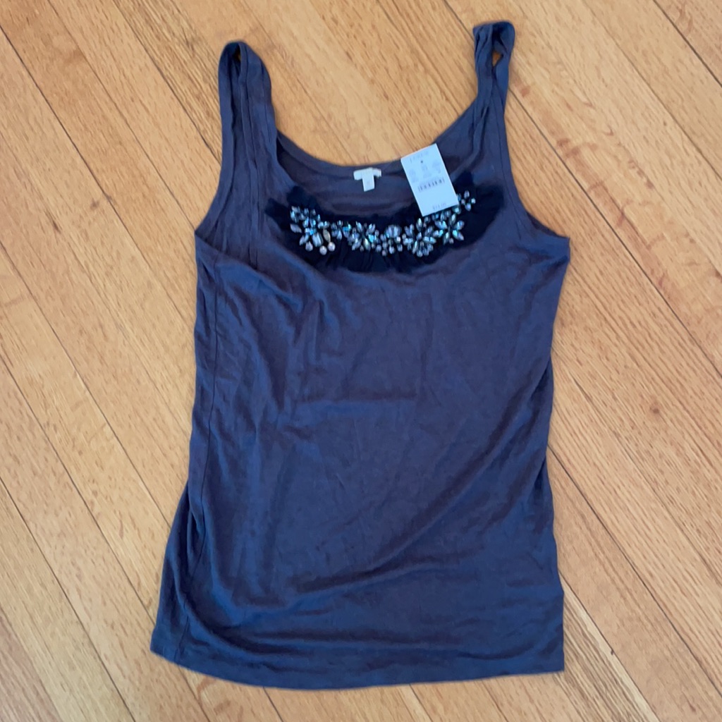Nwt Jcrew Beaded Tank In Grey